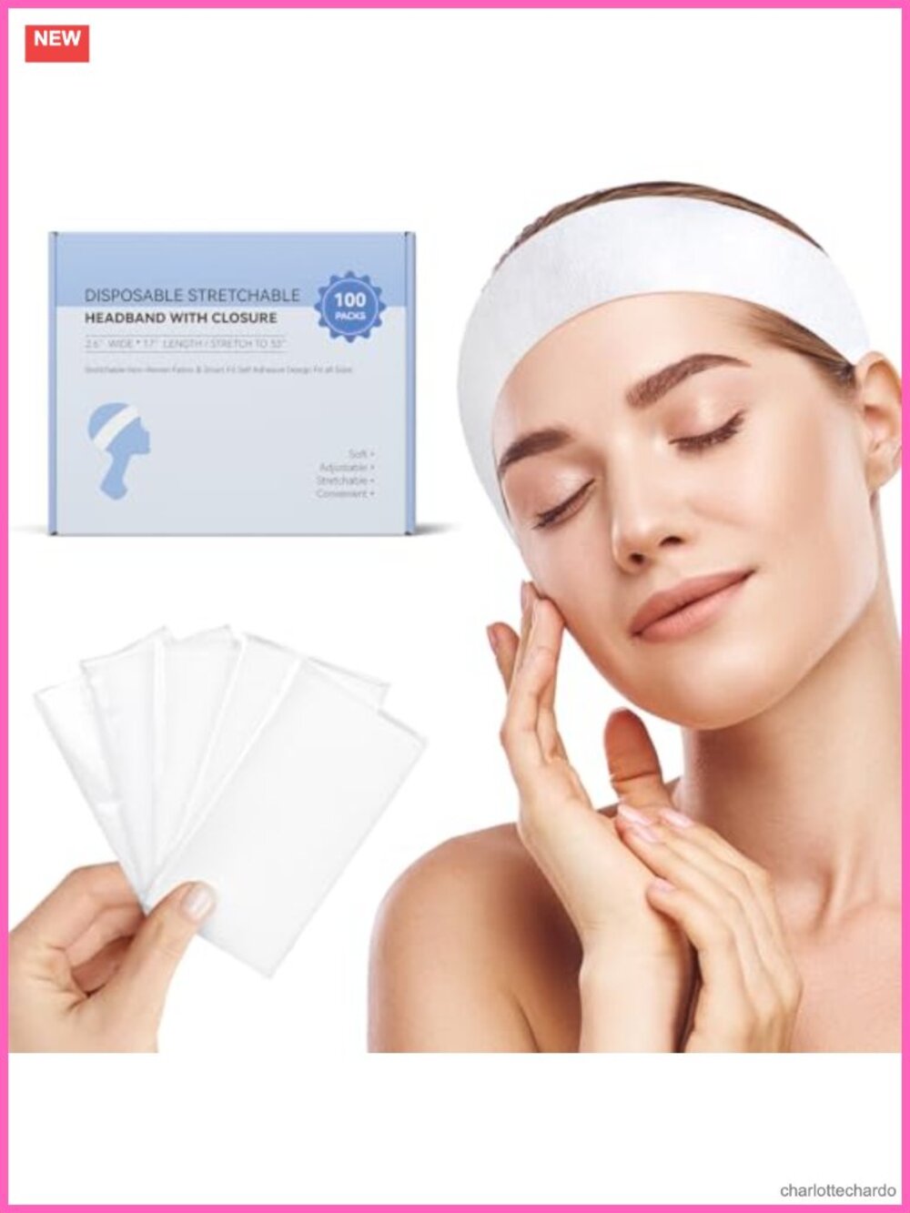100 Count Disposable Spa Headbands Non-woven Facial Headband Adjustable